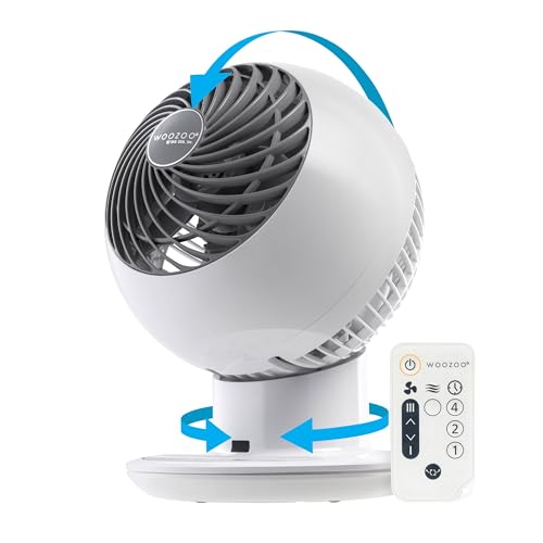 IRIS USA WOOZOO Desk Fan with Remote, 5 Speeds, White