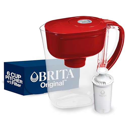 Brita 6-Cup Red Water Pitcher with Filter, BPA Free