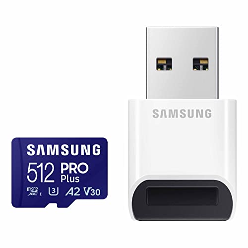 Samsung PRO Plus 512GB MicroSD Card + Reader, 180MB/s, 2023
