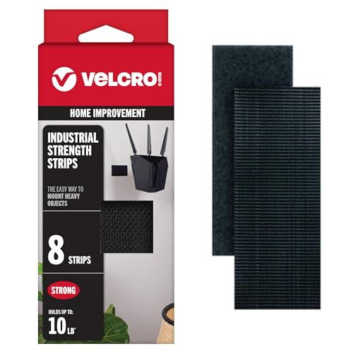 VELCRO Heavy Duty Adhesive Strips, 8 Sets, Black, Indoor/Outdoor