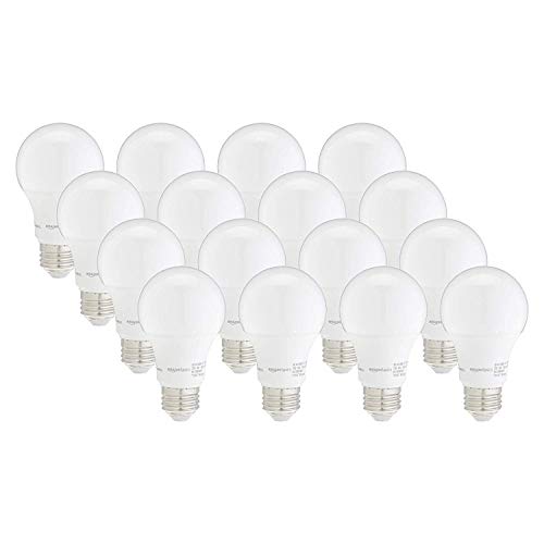 Amazon Basics LED 9W Bulbs, E26 Soft White, 16-Pack