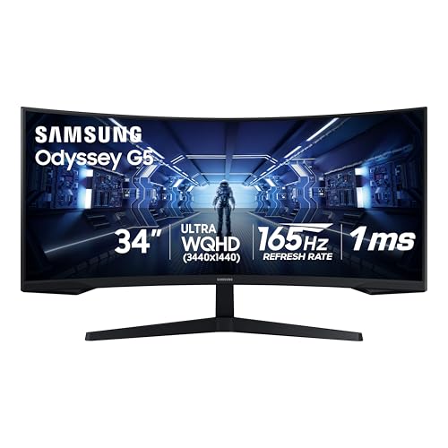Samsung 34″ Odyssey G5 Ultra-Wide 165Hz Curved Gaming Monitor