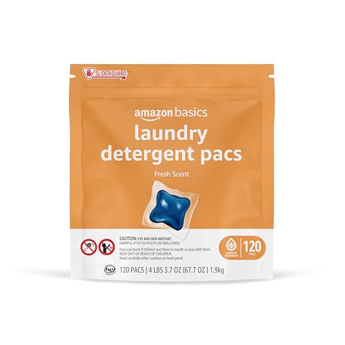 Amazon Basics Fresh Scent Laundry Detergent Pacs, 120 Count