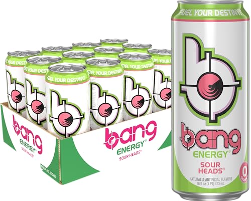 Bang Energy Sour Heads, Sugar-Free, 16 oz (12 Pack)