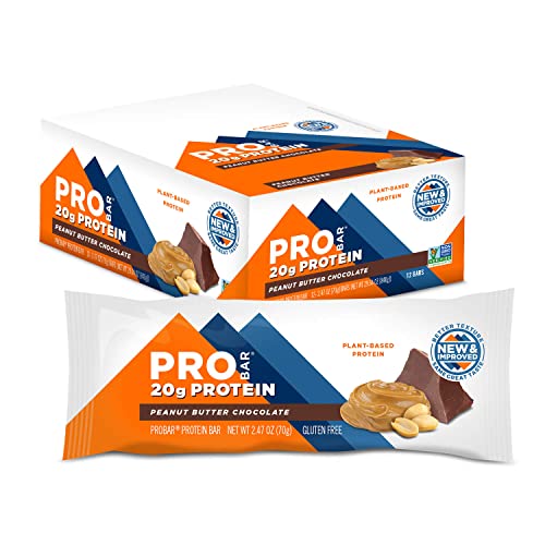 PROBAR Protein Bar, Peanut Butter Chocolate, Non-GMO, Gluten-Free (12 Pack)