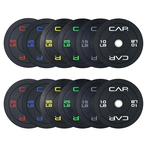 CAP Barbell 370 lb Olympic Bumper Plate Set, Black