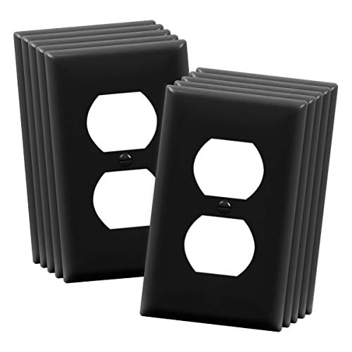 ENERLITES Black Unbreakable Wall Plate, 1-Gang, 10-Pack