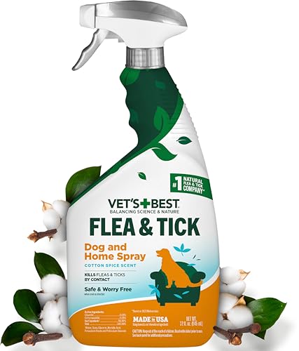 Vet’s Best Flea & Tick Home Spray, Cotton Spice, 32 oz, USA Made