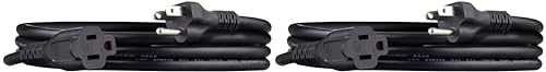 Amazon Basics 6 ft 3-Prong Extension Cord, Pack of 2