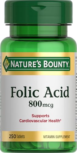 Nature’s Bounty 800 mcg Folic Acid Tablets, 250 Count
