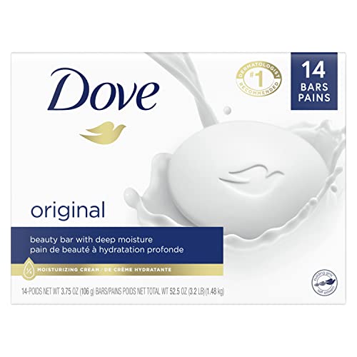Dove Beauty Bar 14-Pack, Gentle Cleanser with Moisturizing Cream
