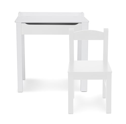 Melissa & Doug Wooden Kids’ Desk & Chair Set – White