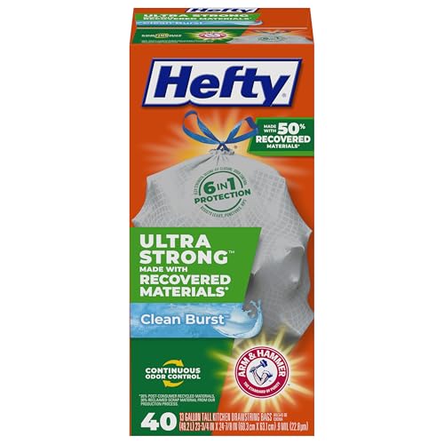Hefty Ultra Strong 13 Gallon Trash Bags, 40 Count