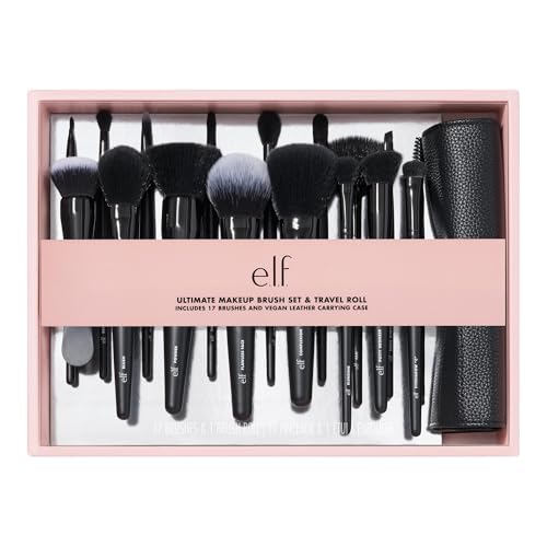 e.l.f. 17-Piece Vegan Makeup Brush Set with Travel Roll