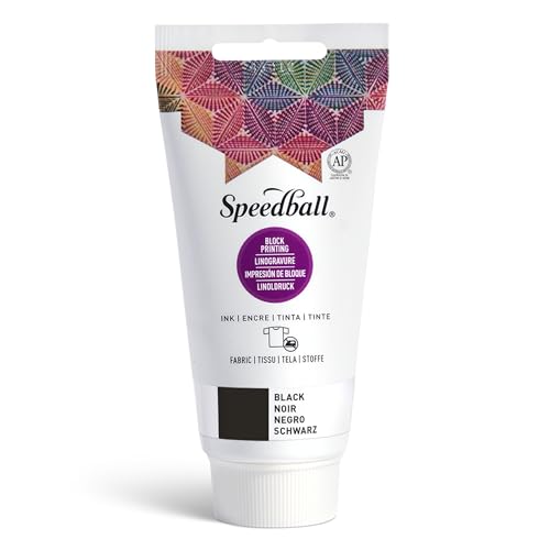 Speedball Black Fabric Block Printing Ink, 2.5 oz, Non-Toxic