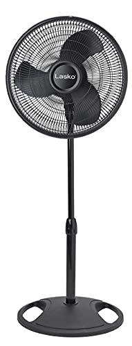 Lasko 16″ Adjustable Oscillating Pedestal Fan, Black