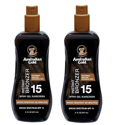 Australian Gold SPF 15 Bronzer Spray Gel, 16 oz, 2-Pack