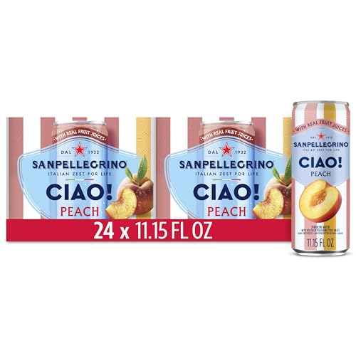 Sanpellegrino Peach Sparkling Water, Low-Calorie, 24-Pack