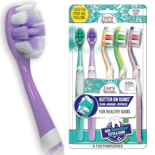 GuruNanda Ultra Soft Toothbrush for Sensitive Gums, 8 Ct