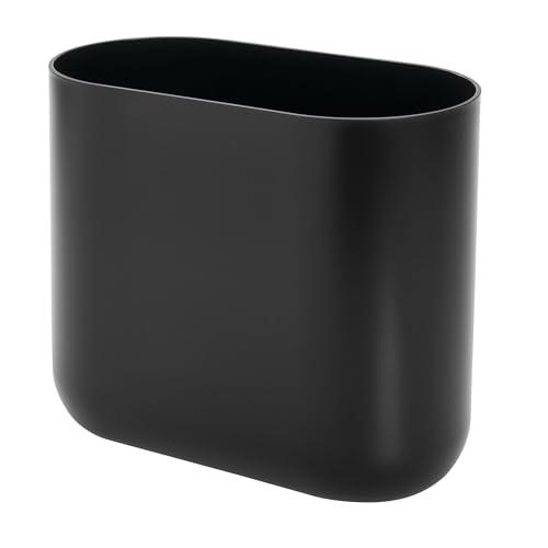 iDesign Cade Slim Oval Waste Basket, Matte Black