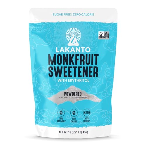 Lakanto Keto Powdered Monk Fruit Sweetener, 1 lb, Vegan, Gluten-Free