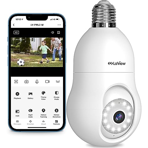 LaView 4MP 360° Security Bulb Camera, 2K, Alexa Compatible