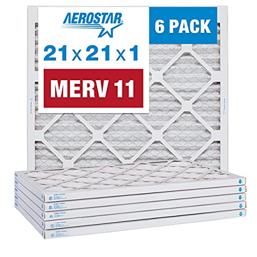 Aerostar 21x21x1 MERV 11 Air Filters, Pack of 6