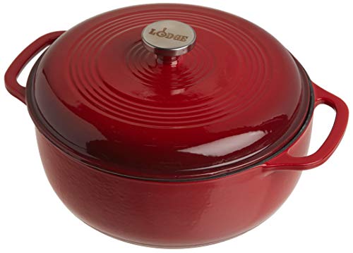 Lodge 6 Qt Enameled Cast Iron Dutch Oven, Island Spice Red
