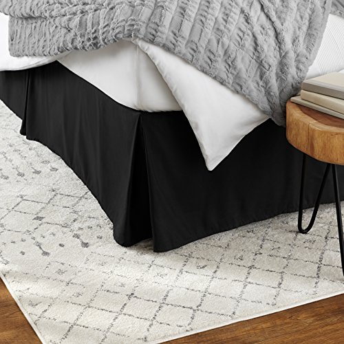 Amazon Basics King Bed Skirt, Black, Pleated