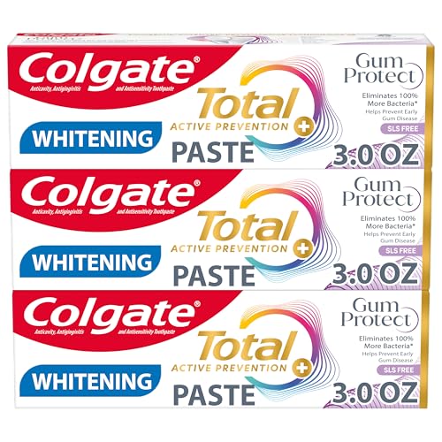 Colgate Total Gum Protect Whitening Toothpaste, SLS Free, 3 Pack