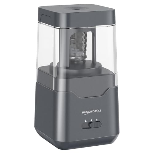 Amazon Basics Electric Pencil Sharpener, Auto Stop, Battery/USB