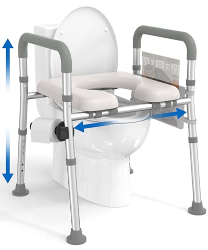 HOMLAND Adjustable Raised Toilet Seat with Handles, 400lb Capacity