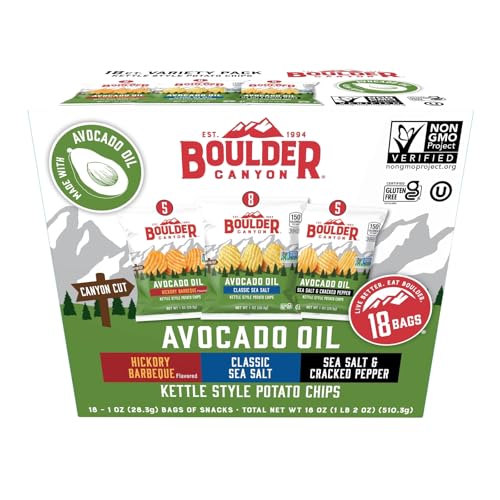 Boulder Canyon Avocado Oil Chips Variety Pack, 18 Count