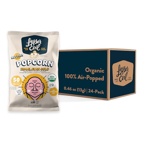 LesserEvil Himalayan Gold Organic Popcorn, 0.46 Oz (Pack of 24)
