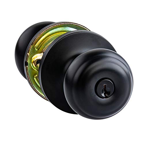 Amazon Basics Matte Black Door Knob with Lock