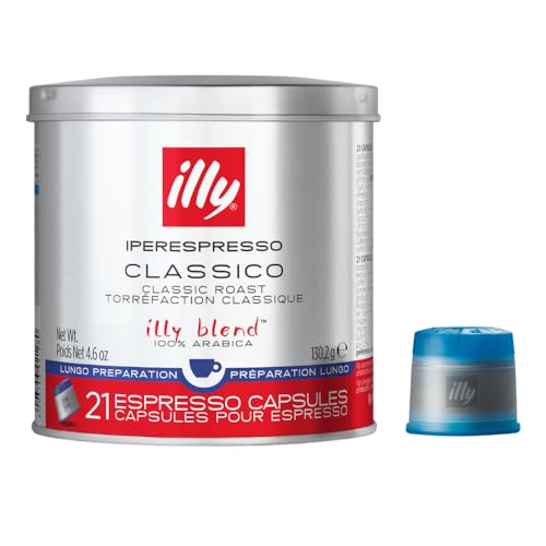 illy Classico Lungo Coffee Capsules, Medium Roast, 21 Count