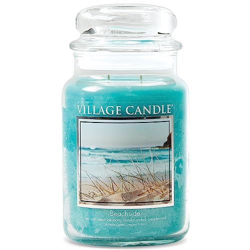 Village Candle Beachside Scented Jar, 21.25 oz, Light Blue