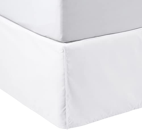 Amazon Basics Queen Pleated Bed Skirt, Bright White