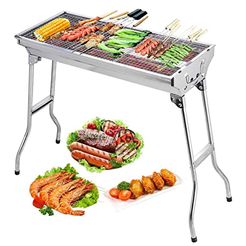 Large Portable Stainless Steel Charcoal Grill for Outdoor Events