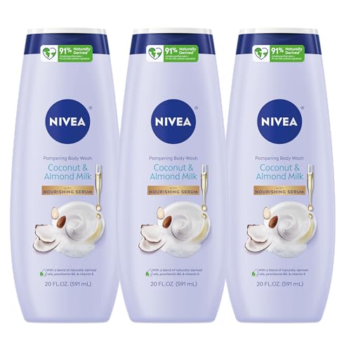NIVEA Coconut & Almond Milk Body Wash, 20 Fl Oz, 3 Pack
