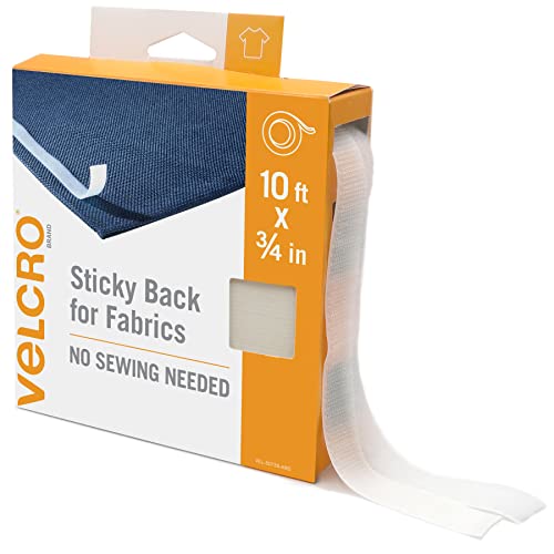 VELCRO Fabric Tape, 10 Ft, No Sew, White
