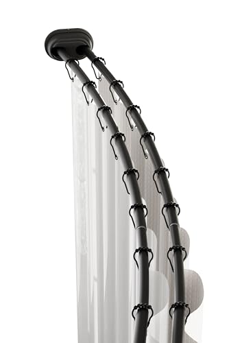 Zenna Home Double Curved Shower Rod, 50-72″, Rustproof, Black