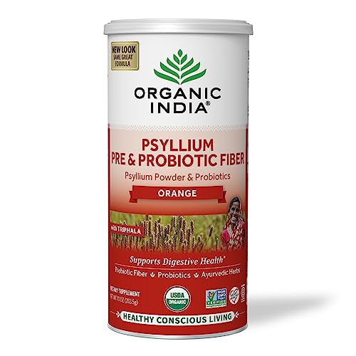 ORGANIC INDIA Orange Psyllium Husk Fiber, Vegan, Gluten-Free, 10 Oz