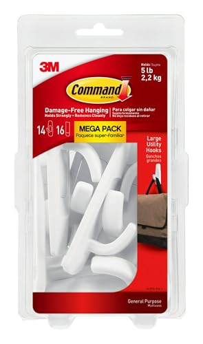 Command Large Utility Hook Mega Pack, 14 Hooks, Damage-Free