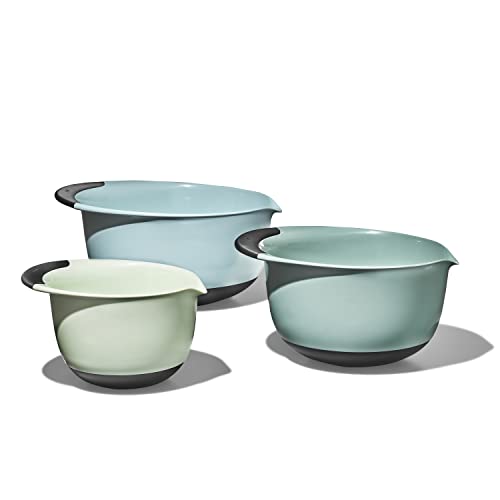 OXO Good Grips 3-Piece Mixing Bowl Set, Blue/Gray/Jade