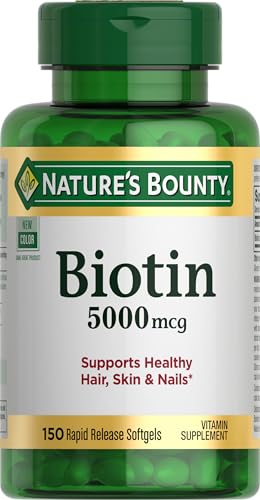 Nature’s Bounty Biotin 5000 mcg, 150 Softgels for Hair, Skin & Nails