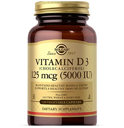 Solgar Vitamin D3 5000 IU, 120 Veg Caps, Immune & Bone Support