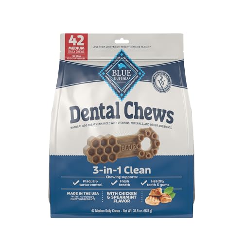 Blue Buffalo Medium Dental Chews, Chicken & Spearmint, 42 Count