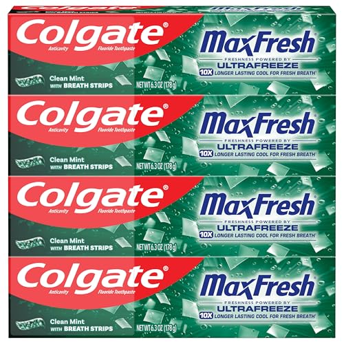Colgate Max Fresh Whitening Toothpaste, Clean Mint, 6.3 oz, 4-Pack