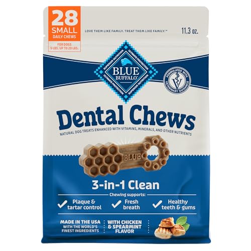 Blue Buffalo Small Dental Chews, Chicken & Spearmint, 28-Pack